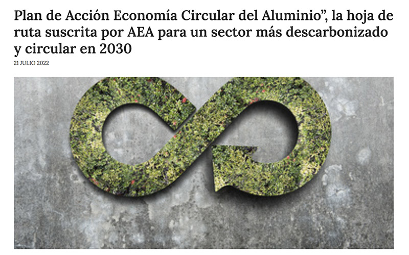 Interesante publicación en ACERMETAL sobre el «Plan de Acción Economía Circular del Aluminio»